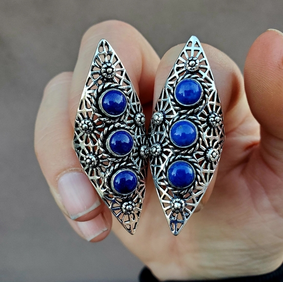 New Lapis Lazuli Silver Statement Ring. - Picture 9 of 16